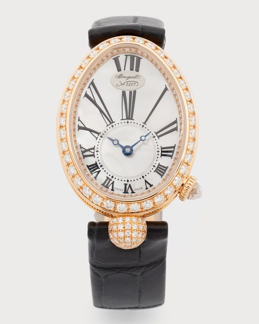 Breguet 18K Rose Gold Diamond Watch with Alligator Strap