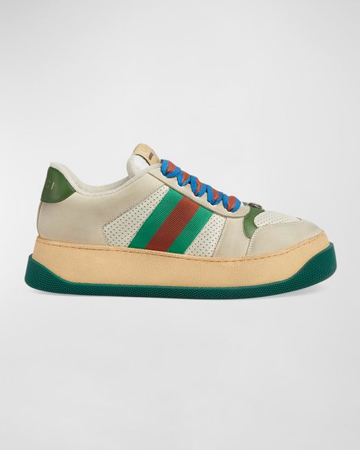 Gucci Double Screener Leather Low-Top Sneakers