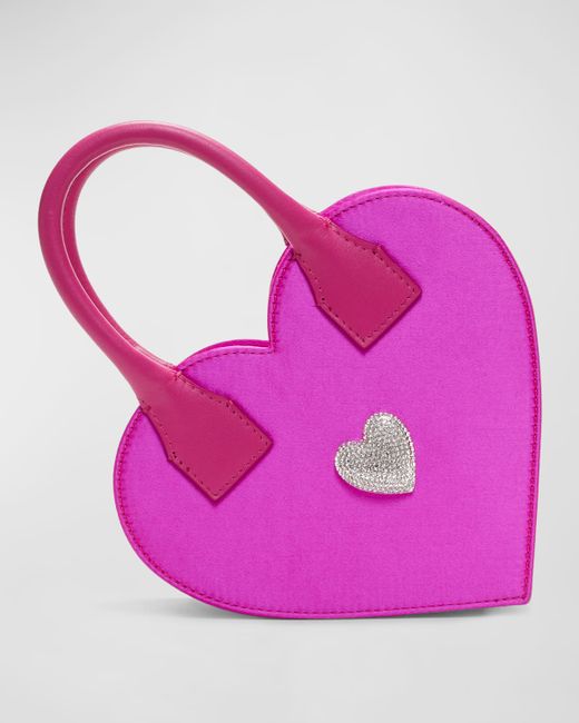 Mach & Mach Crystalized Heart Satin Top-Handle Bag