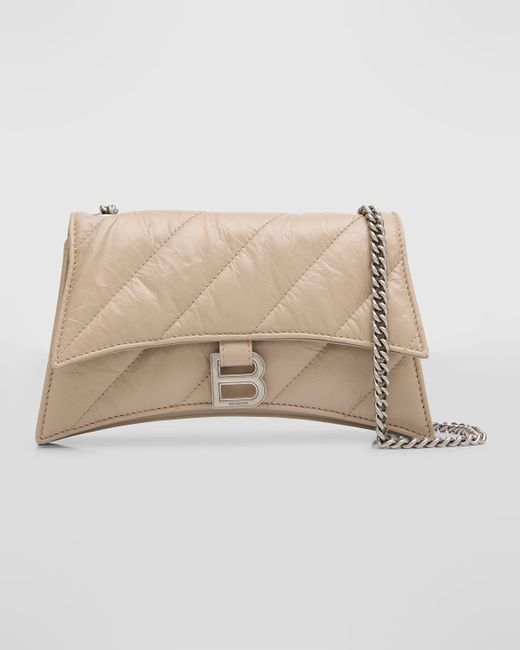 Balenciaga Crush Quilted Leather Wallet on Chain