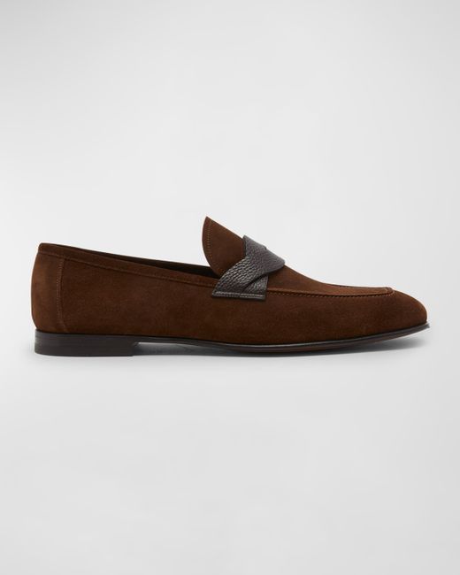 Tom Ford Sean Twisted Keeper Suede Penny Loafers