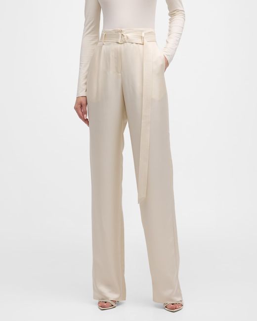 Lapointe High Waisted Silk Belted Pants