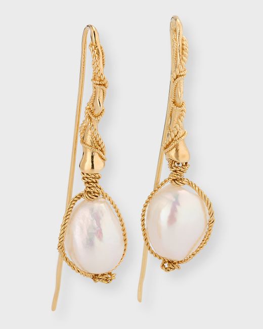 Bottega Veneta Wrapped Pearl Dangle Earrings