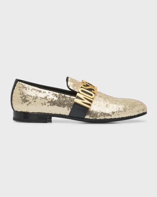 Moschino Logo Sequin Loafers