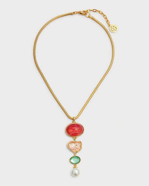 Ben-Amun Snake Necklace with Stone and Shape Pendant