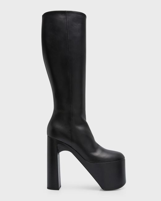 Balenciaga Camden Leather Platform Knee Boots