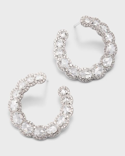 64 Facets 18K Gold Graduated Diamond Hoop Earrings