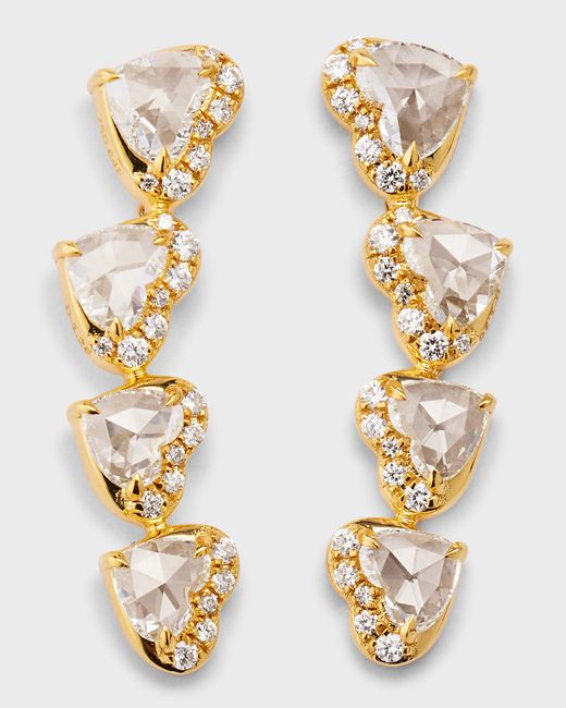 64 Facets 18K Gold 4-Heart Diamond Earring Crawlers