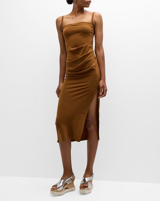 Anemos The Nadege Asymmetric Draped Midi Dress