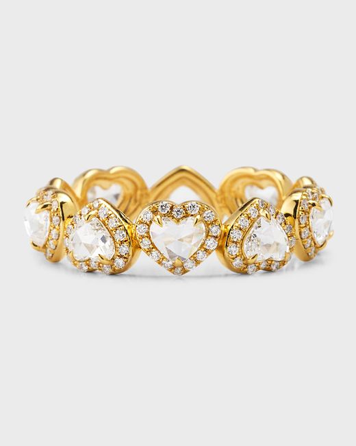 64 Facets 18K Gold Heart Diamond Scallop Eternity Ring 6
