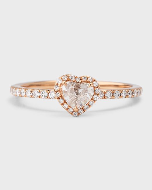 64 Facets 18K Rose Gold Heart Diamond Solitaire Ring 6