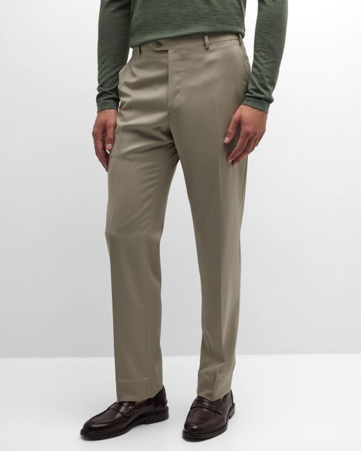 Brioni Flat-Front Wool Pants
