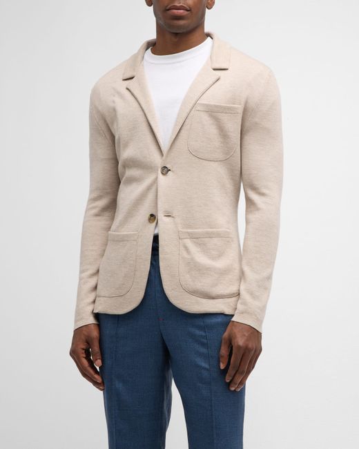 Isaia Wool-Blend Sweater Jacket