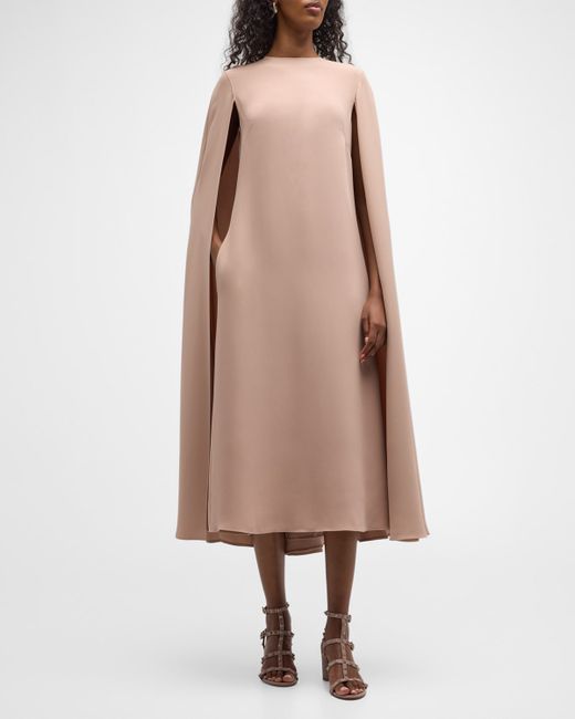 Valentino Garavani Cady Couture Midi Dress with Cape Back