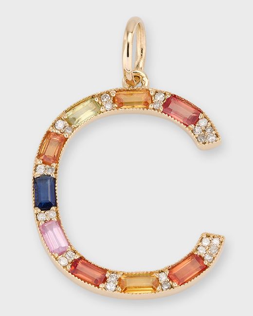 Kastel Jewelry Multi-Sapphire and Diamond Initial Pendant C