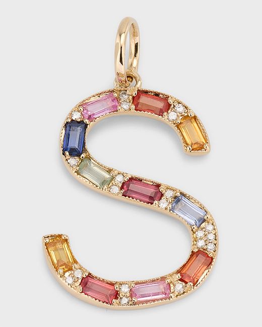 Kastel Jewelry Multi-Sapphire and Diamond Initial Pendant S