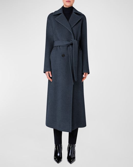 Akris Punto Long Double-Breast Belted Wool-Cashmere Coat
