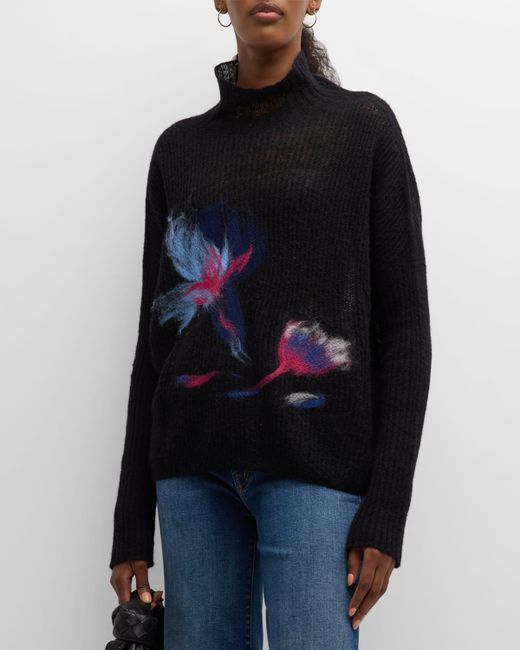 Emporio Armani Floral-Print Featherweight Wool Sweater