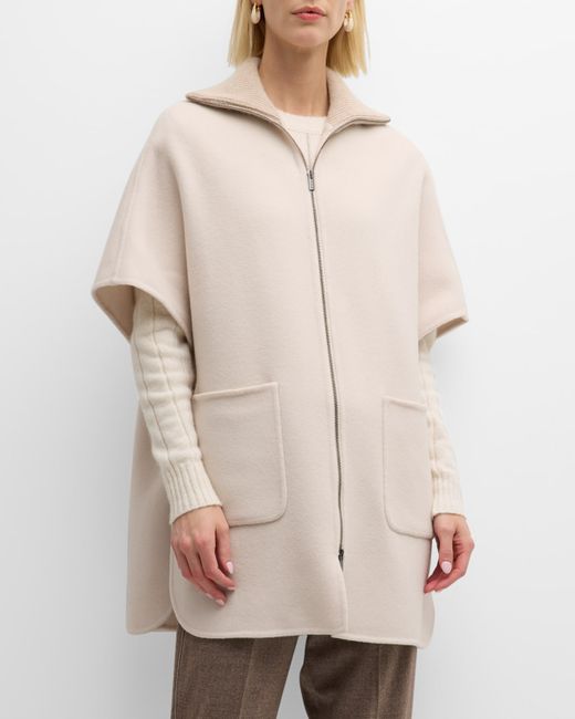 Peserico Zip-Front Cashmere-Blend Cape