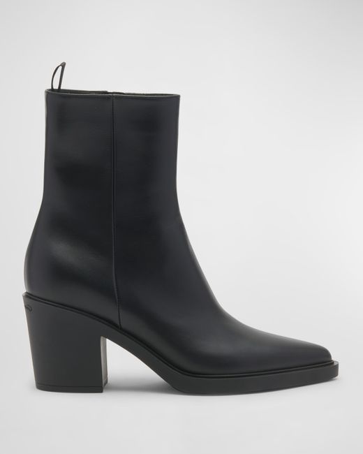 Gianvito Rossi Dylan Leather Zip Booties