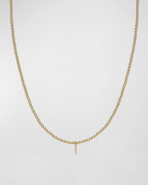 Zoe Lev Jewelry 14K Gold Mini Diamond Initial Bead Necklace