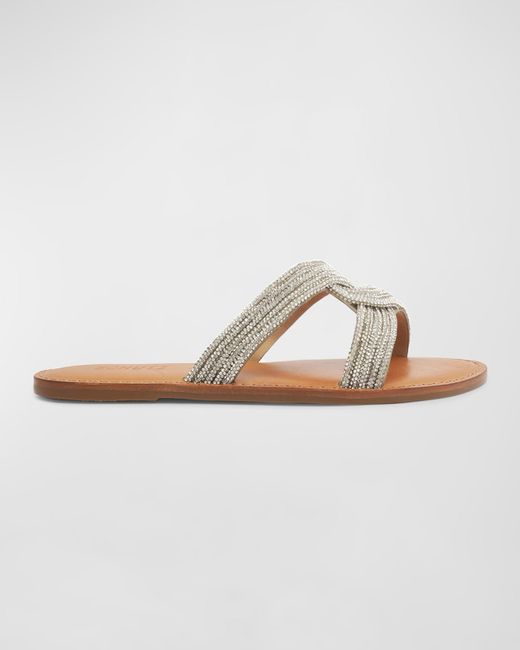 Schutz Rita Embossed Metallic Flat Sandals