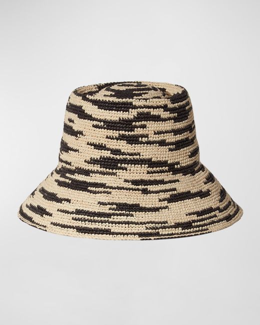 Janessa Leone Zelda Packable Raffia Bucket Hat