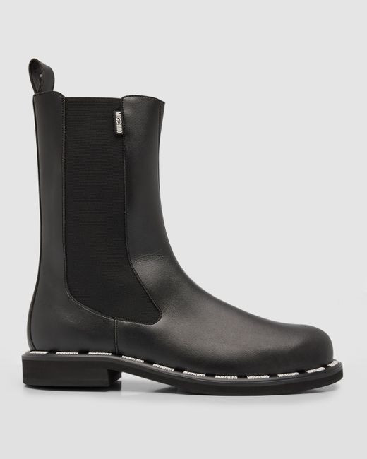 Moschino Leather Label Pull-On Boots