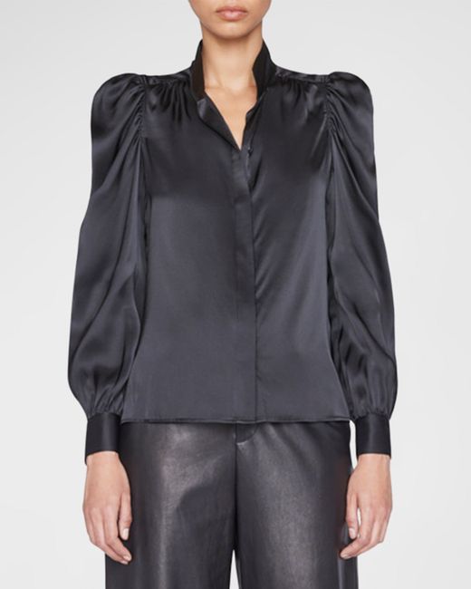 Frame Gillian Long-Sleeve Silk Top