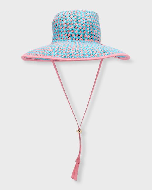 Lele Sadoughi Brielle Checkered Straw Hat
