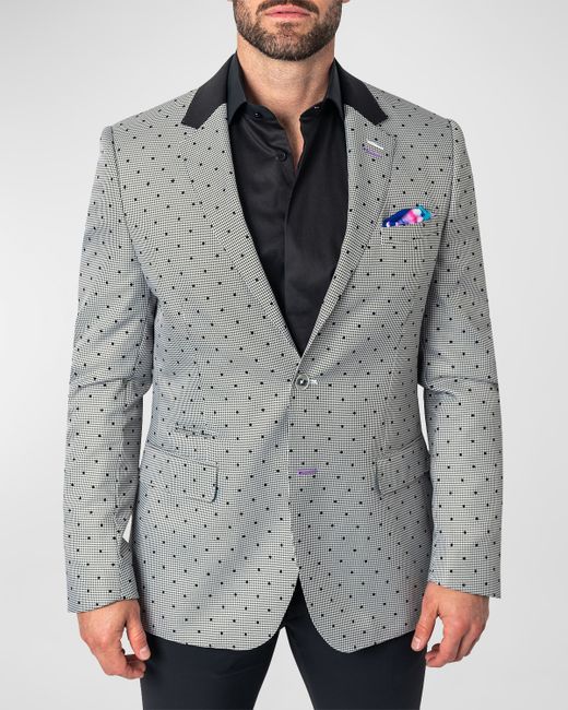 Maceoo Socrates Dotted Houndstooth Blazer