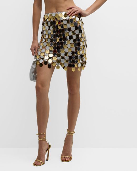 Paco Rabanne Multi Dot-Sequin Chainmail Mini Skirt