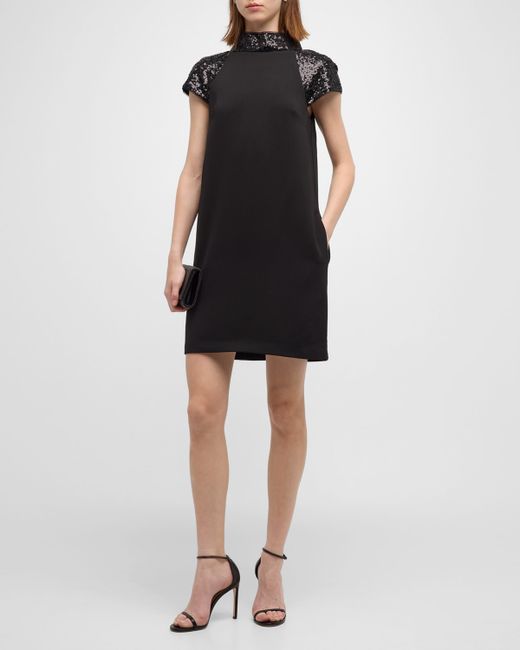 Badgley Mischka Collection Reo Sequin-Embellished Mini Shift Dress
