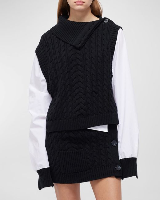 Simkhai Linnea Long-Sleeve Combo Knit Pullover Sweater