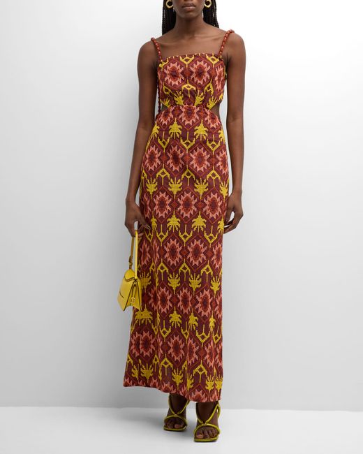 Johanna Ortiz Braided History Embroidered Self-Tie Back-Cutout Maxi Dress