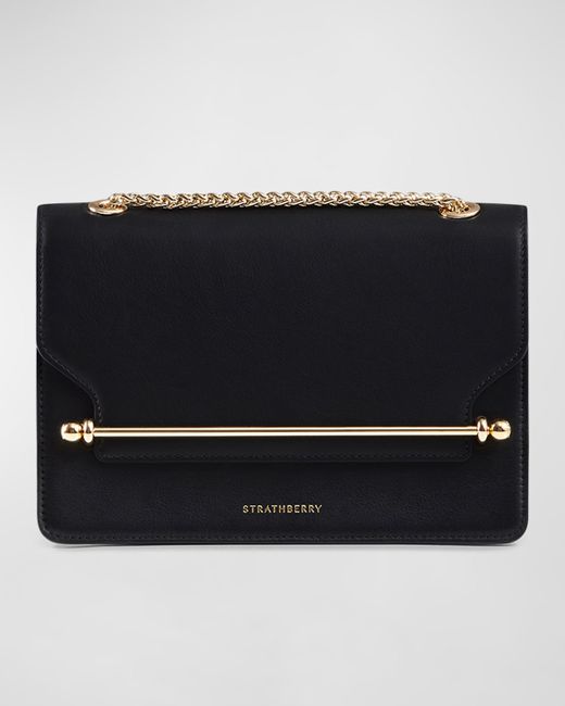 Strathberry East-West Flap Leather Chain Shoulder Bag