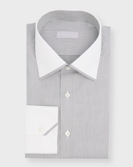 Stefano Ricci Contrast Collar-Cuff Printed Dress Shirt