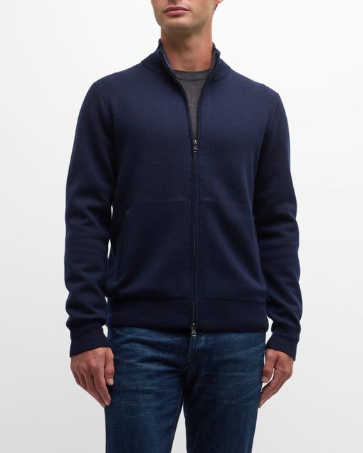 Neiman Marcus Double-Knit Wool Full-Zip Jacket