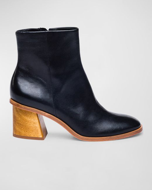 Bernardo Nantucket Leather Block-Heel Booties
