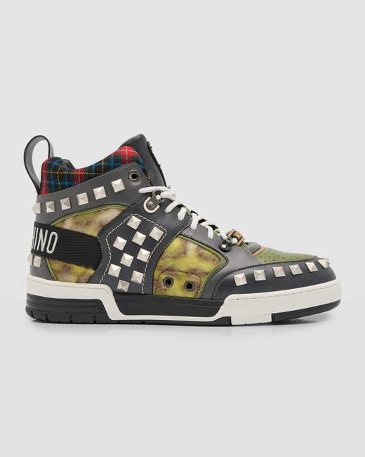 Moschino Streetball Mixed-Media High-Top Sneakers