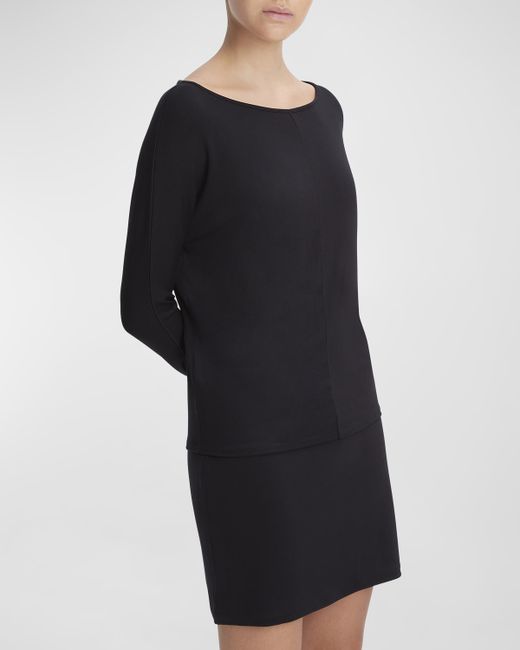 Vince Draped Long-Sleeve Wide-Neck Top