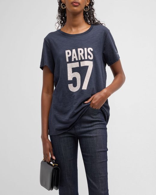 Cinq a Sept Rhinestone Paris 57 Short-Sleeve T-Shirt
