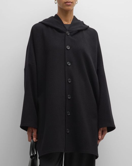 eskandar Wide Hooded Wool-Cashmere Coat Long Plus