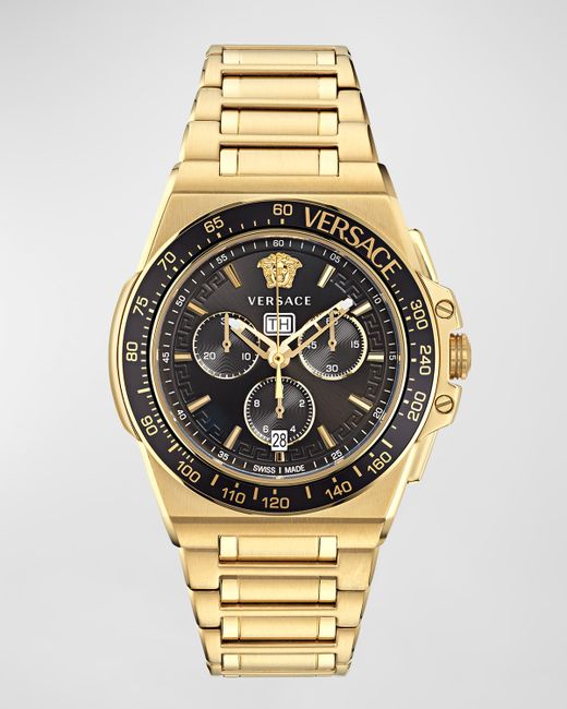 Versace Greca Extreme Chronograph IP Yellow Gold Bracelet Watch 45mm