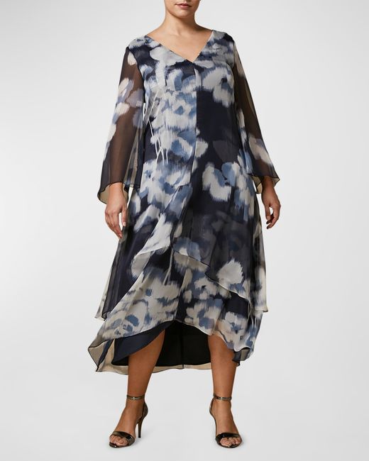 Marina Rinaldi Plus Dialogo Printed Chiffon Midi Dress