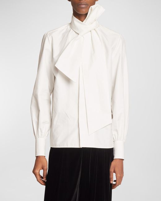 Saint Laurent Solid Dress Shirt with Neck Bow