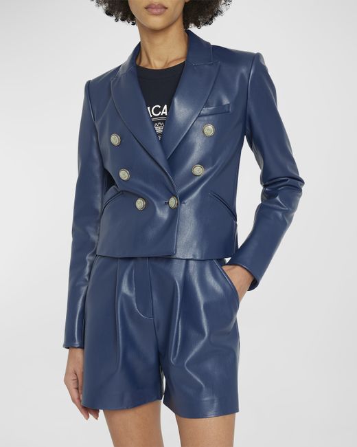 Veronica Beard Nevis Tailored Faux-Leather Jacket