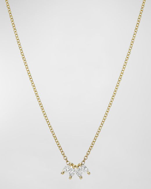Zoe Lev Jewelry Four Marquise Diamond 14K Gold Necklace