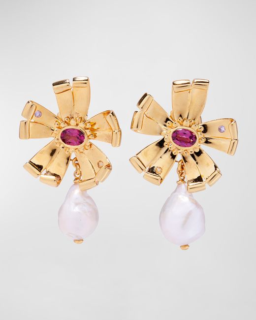 Lizzie Fortunato Lotus Pearl Earrings Gold