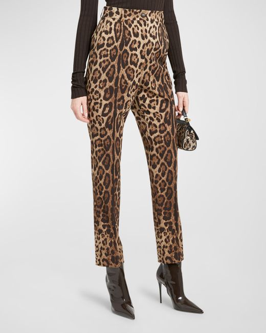 Dolce & Gabbana Leopard Straight-Leg Pants